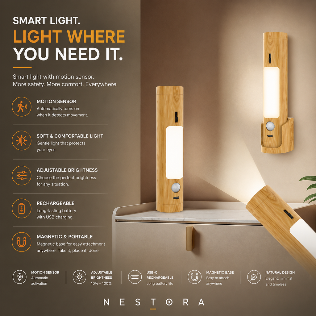 Nestora™ Rechargeable Motion Sensor Wall Light