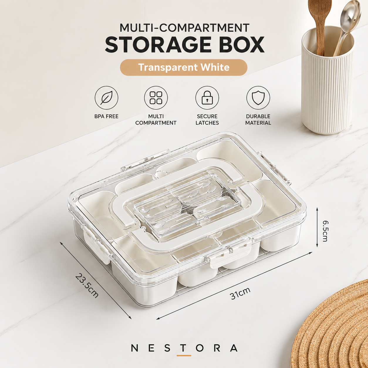 Nestora™ Divided Snack & Fruit Storage Box