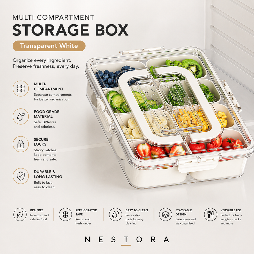 Nestora™ Divided Snack & Fruit Storage Box
