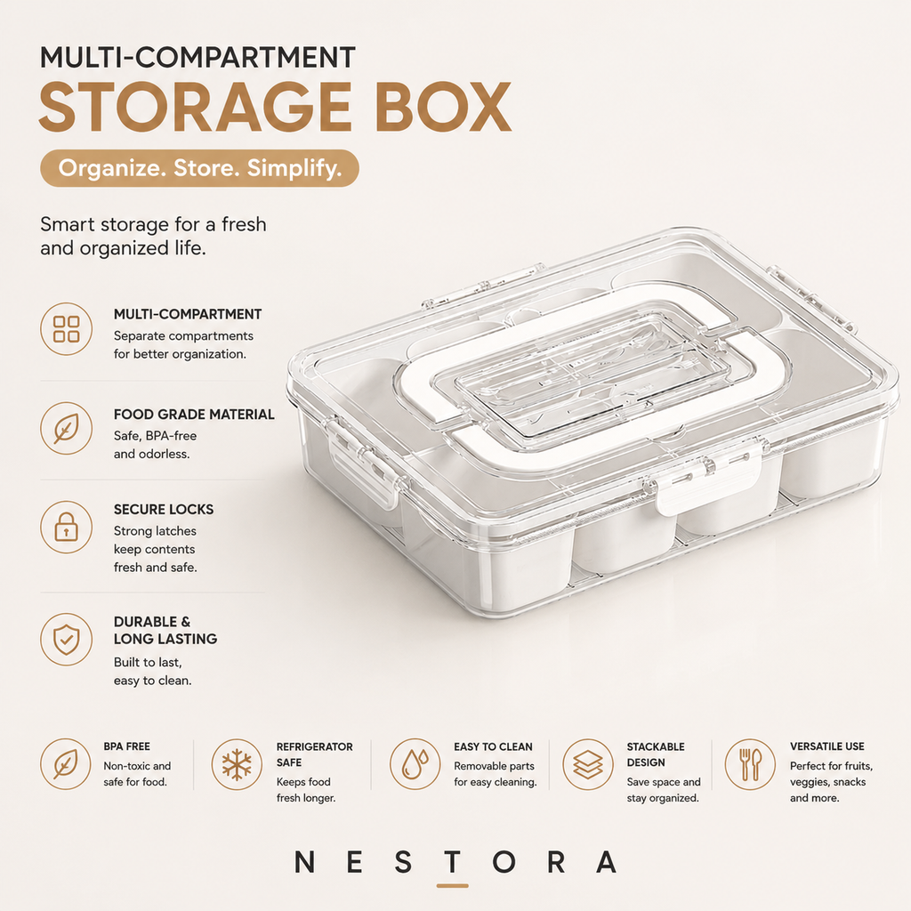Nestora™ Divided Snack & Fruit Storage Box