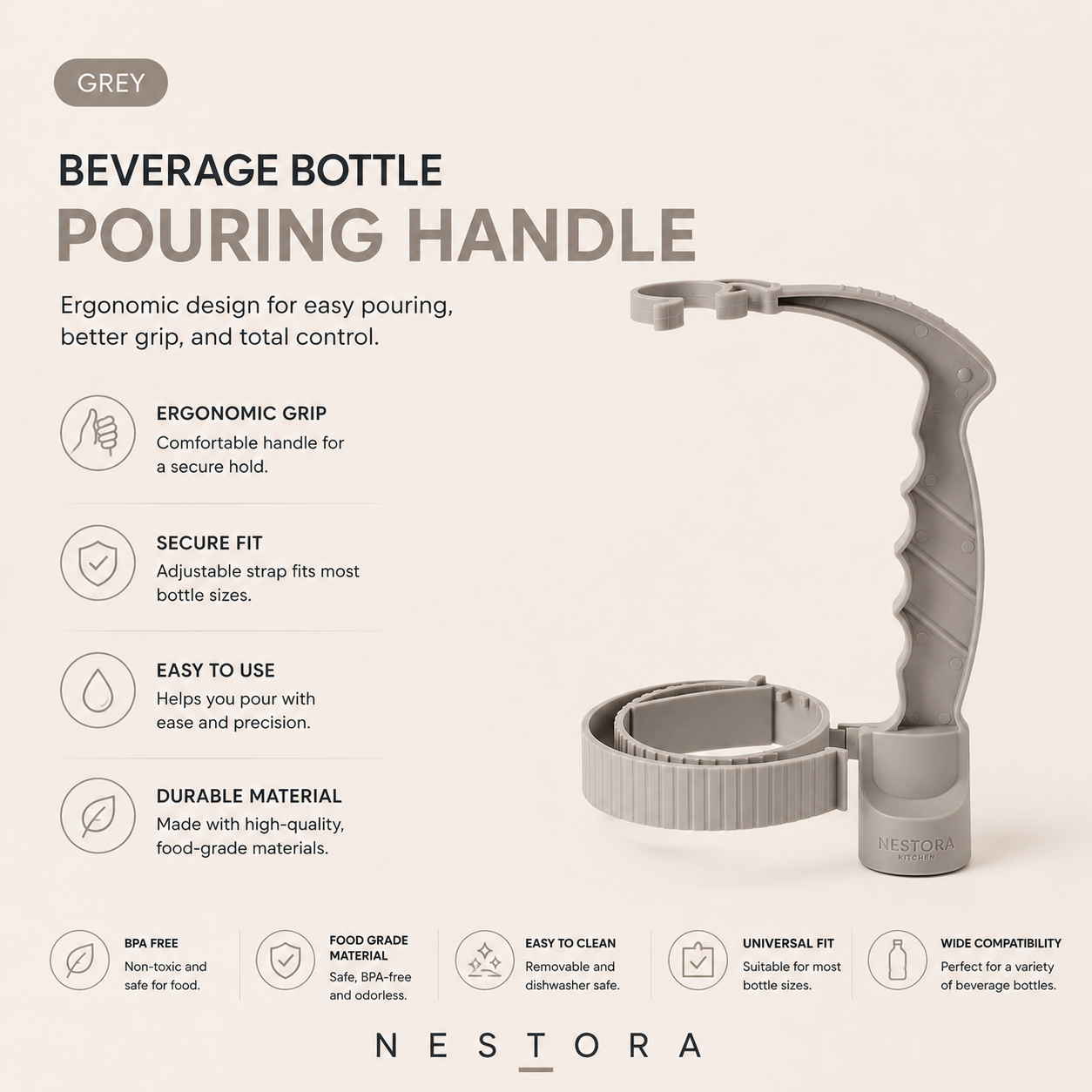 Nestora™ Adjustable Bottle Pouring Handle