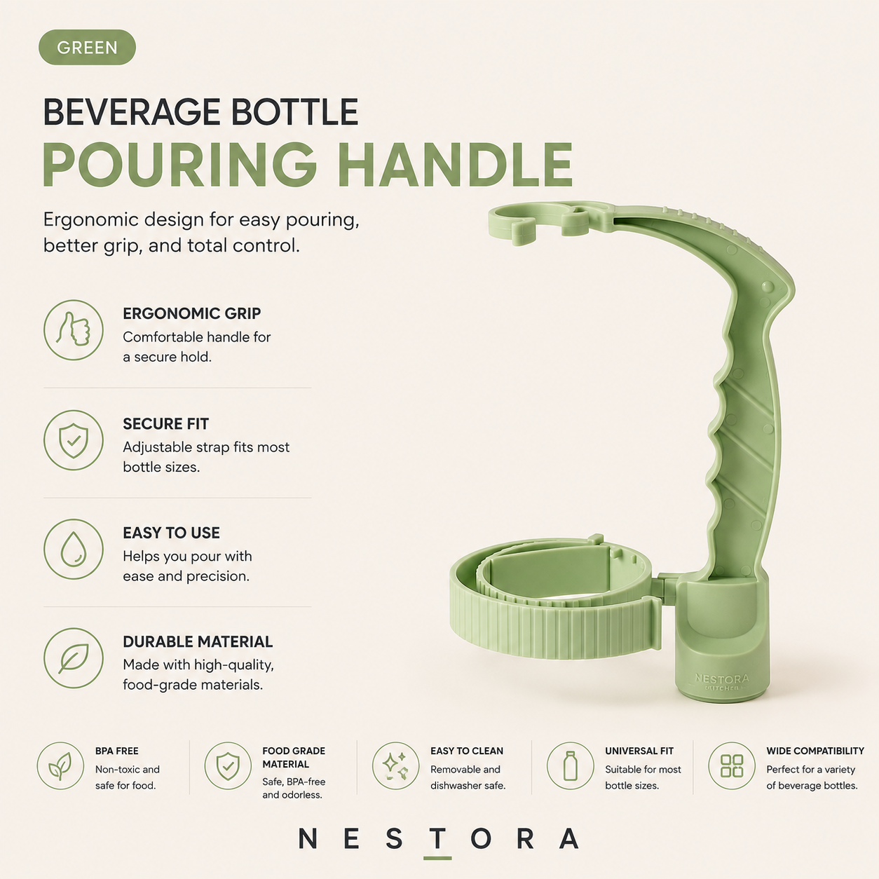 Nestora™ Adjustable Bottle Pouring Handle