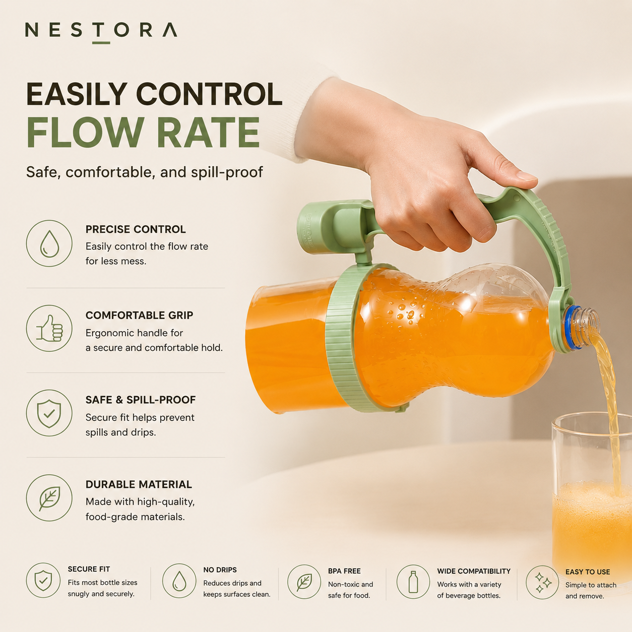 Nestora™ Adjustable Bottle Pouring Handle