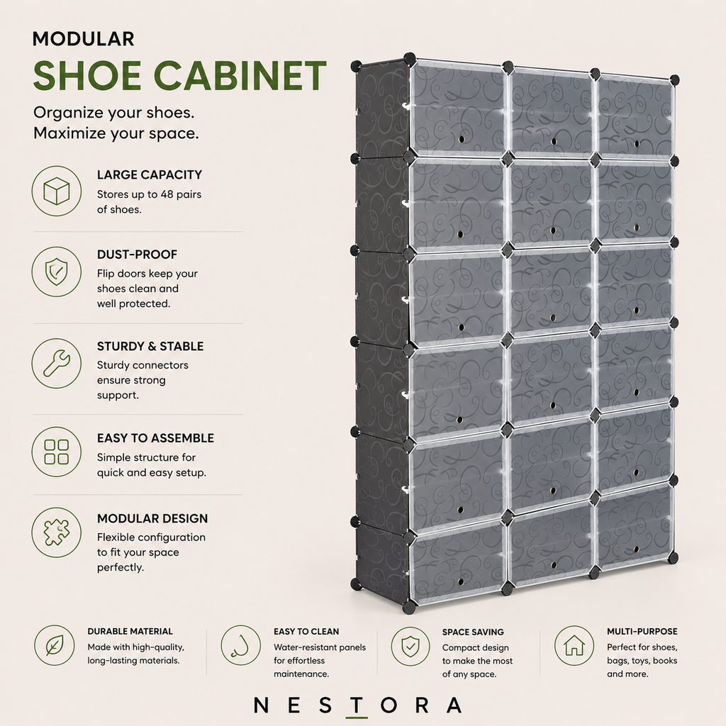 Nestora™ Premium Shoe Storage Organizer – 36 Compartments