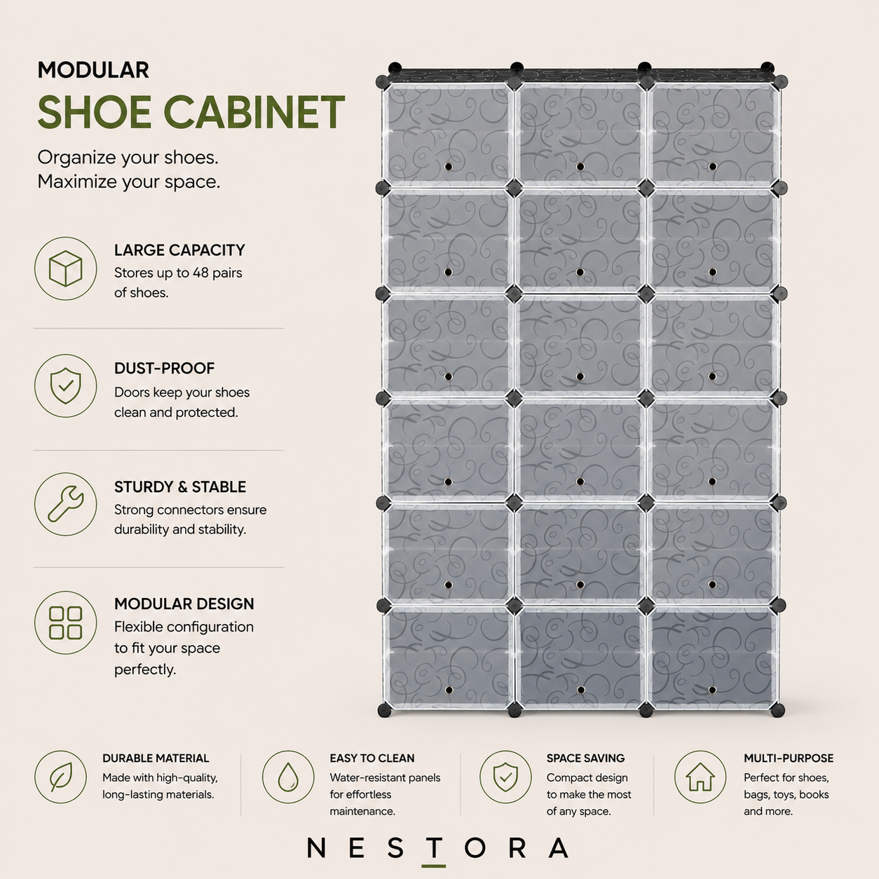 Nestora™ Premium Shoe Storage Organizer – 36 Compartments