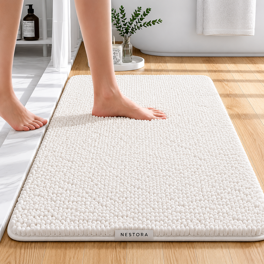 Nestora™ Luxury Chenille Non-Slip Bath Rug