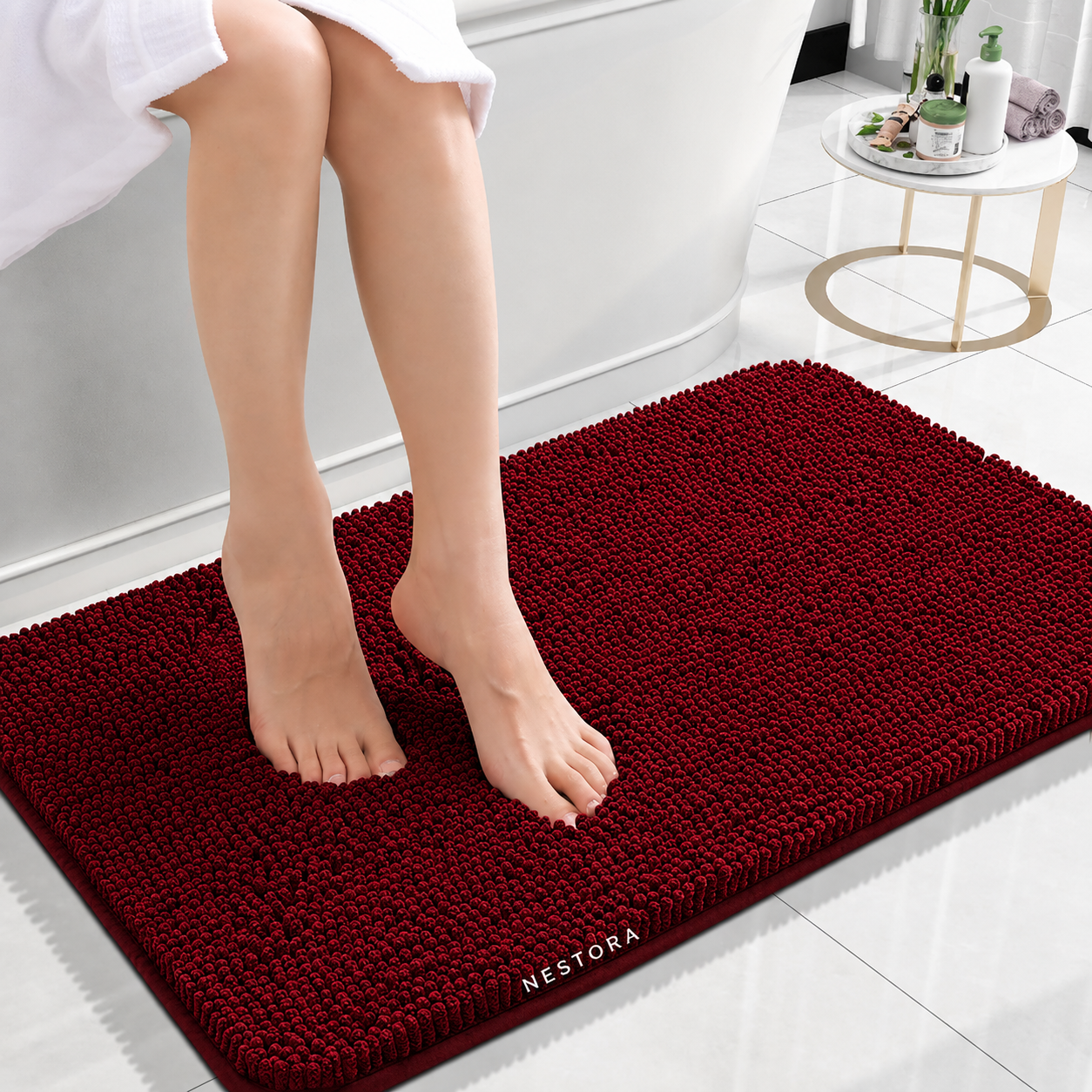 Nestora™ Luxury Chenille Non-Slip Bath Rug