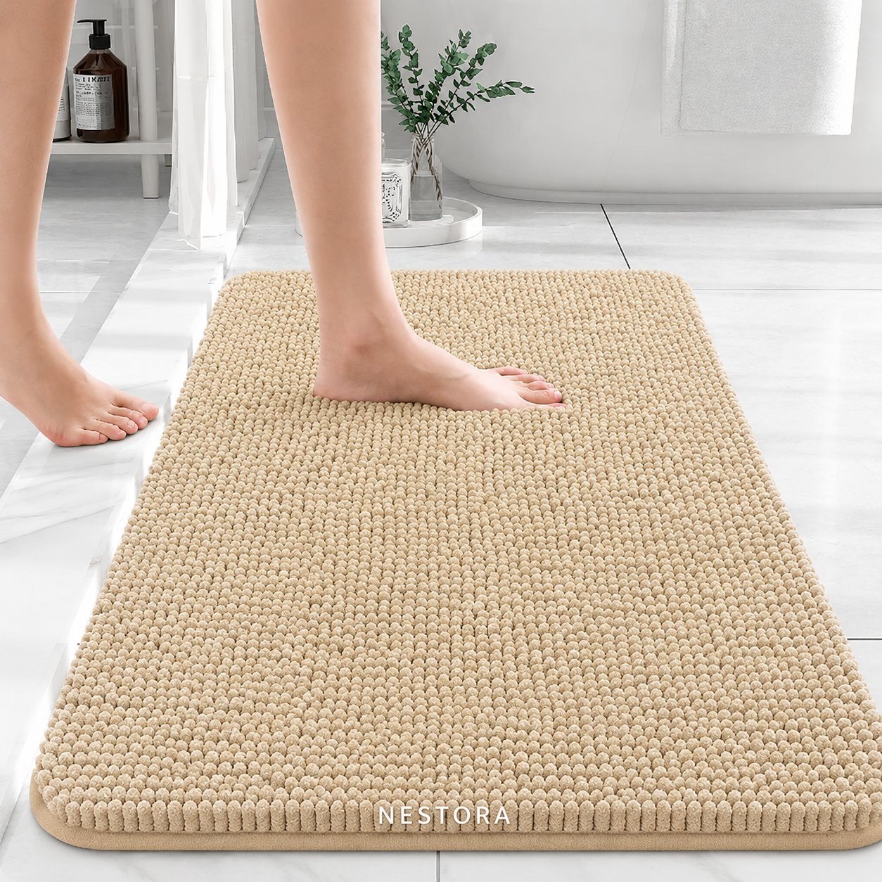 Nestora™ Luxury Chenille Non-Slip Bath Rug