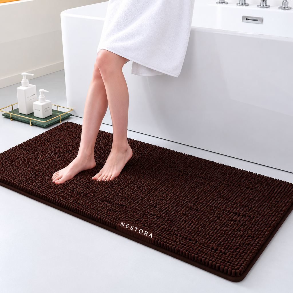 Nestora™ Luxury Chenille Non-Slip Bath Rug