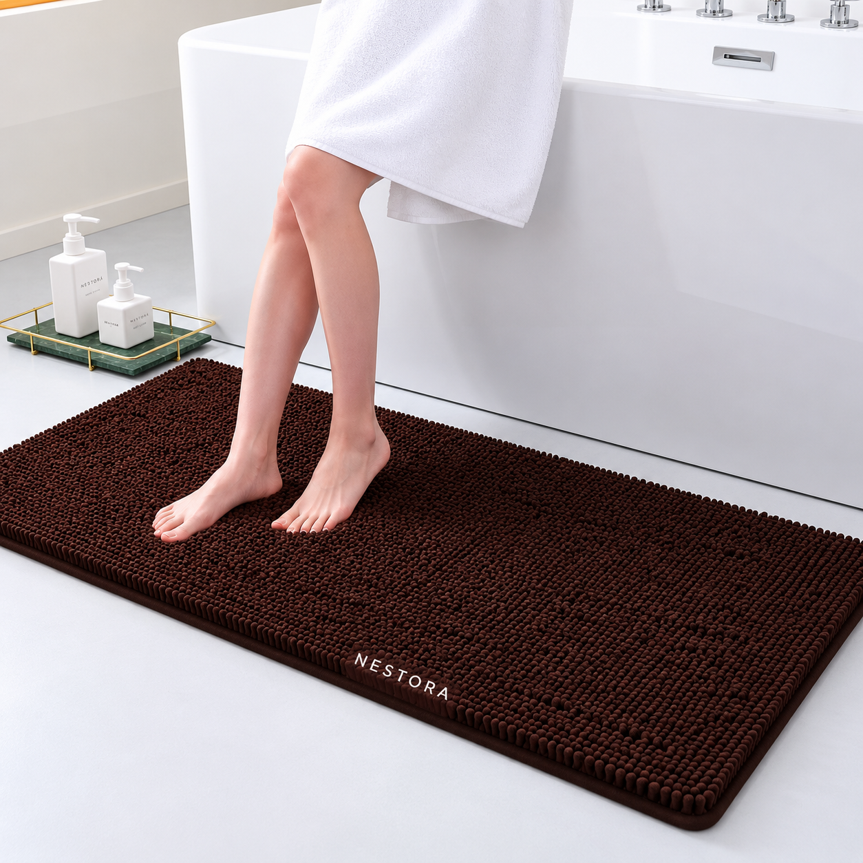 Nestora™ Luxury Chenille Non-Slip Bath Rug