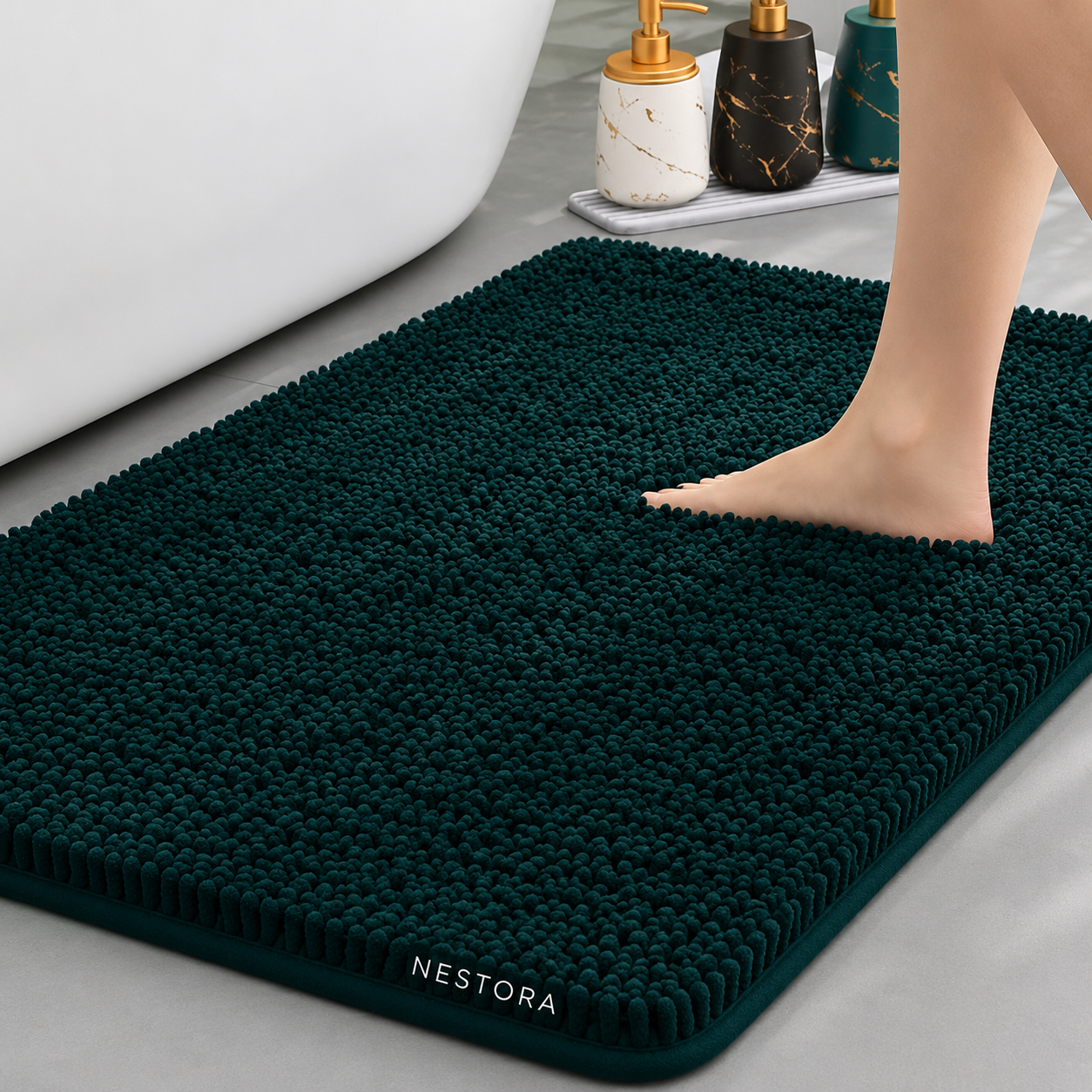 Nestora™ Luxury Chenille Non-Slip Bath Rug