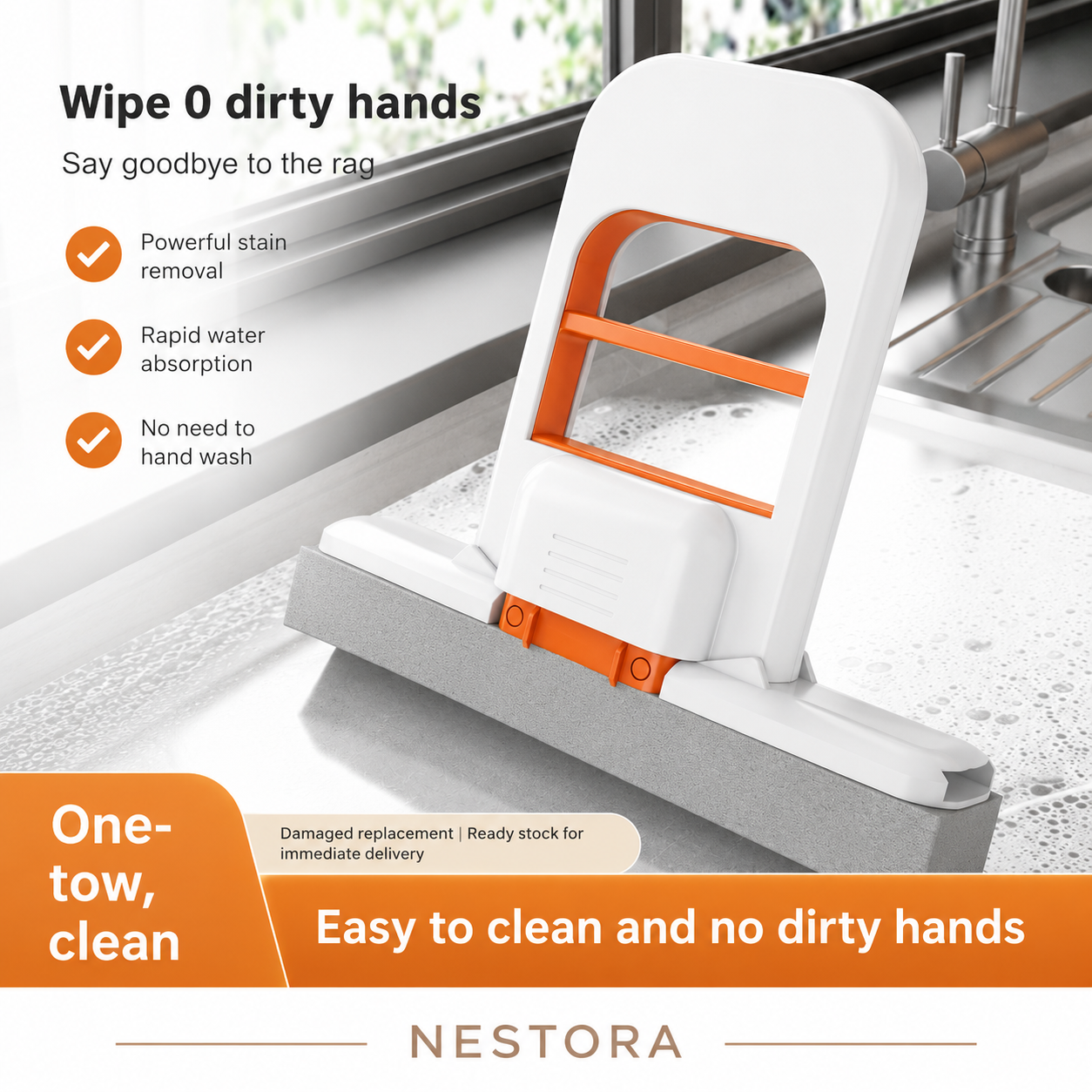 Nestora™ Compact Foldable Sponge Mop